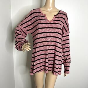 Suzanne Betro Weekend Red Striped Long Sleeve Top